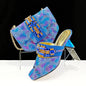 Italian Fashion Square toe Women Strange Heels Bigger size Fashion Rhinestone Decoration Brown Shoes And Bag set Party bag