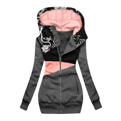 Winter Women Long Sleeve Zipper Hooded