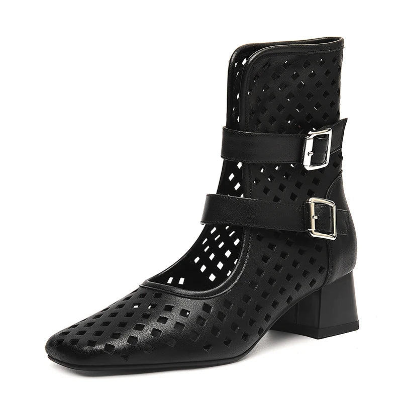 Gold Gladiator Sandals Platform Beige Summer Mesh Grid Ankle Boots Roman Sandals For Woman Genuine Leather