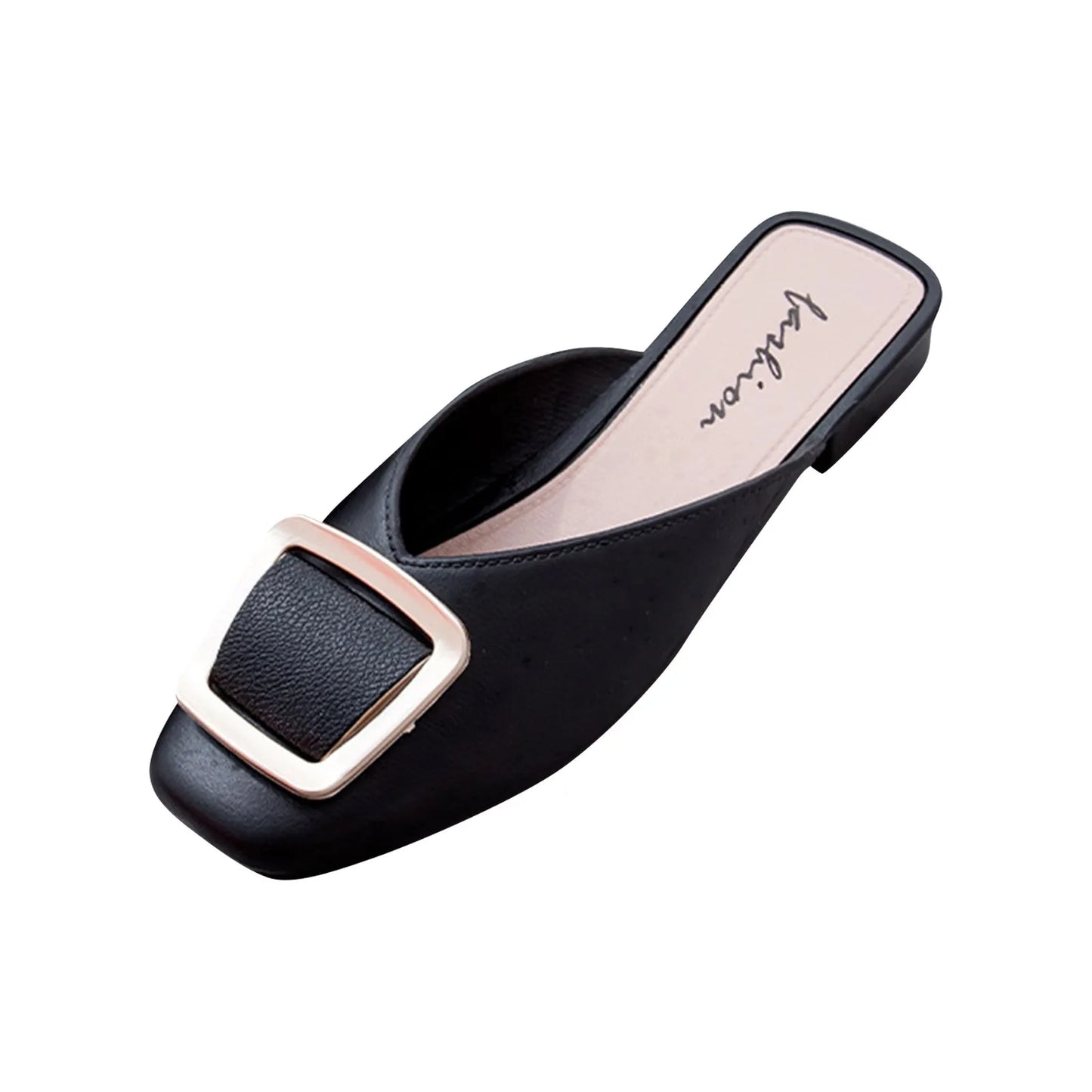 Flat Retro Women Sandals Fashion Spring And Summer Solid Color Round Toe Shoes Non Slip  Simple Metal Women Shoes