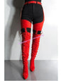Buckle Belt Hollow Thigh High Boots Solid Chunky Heels