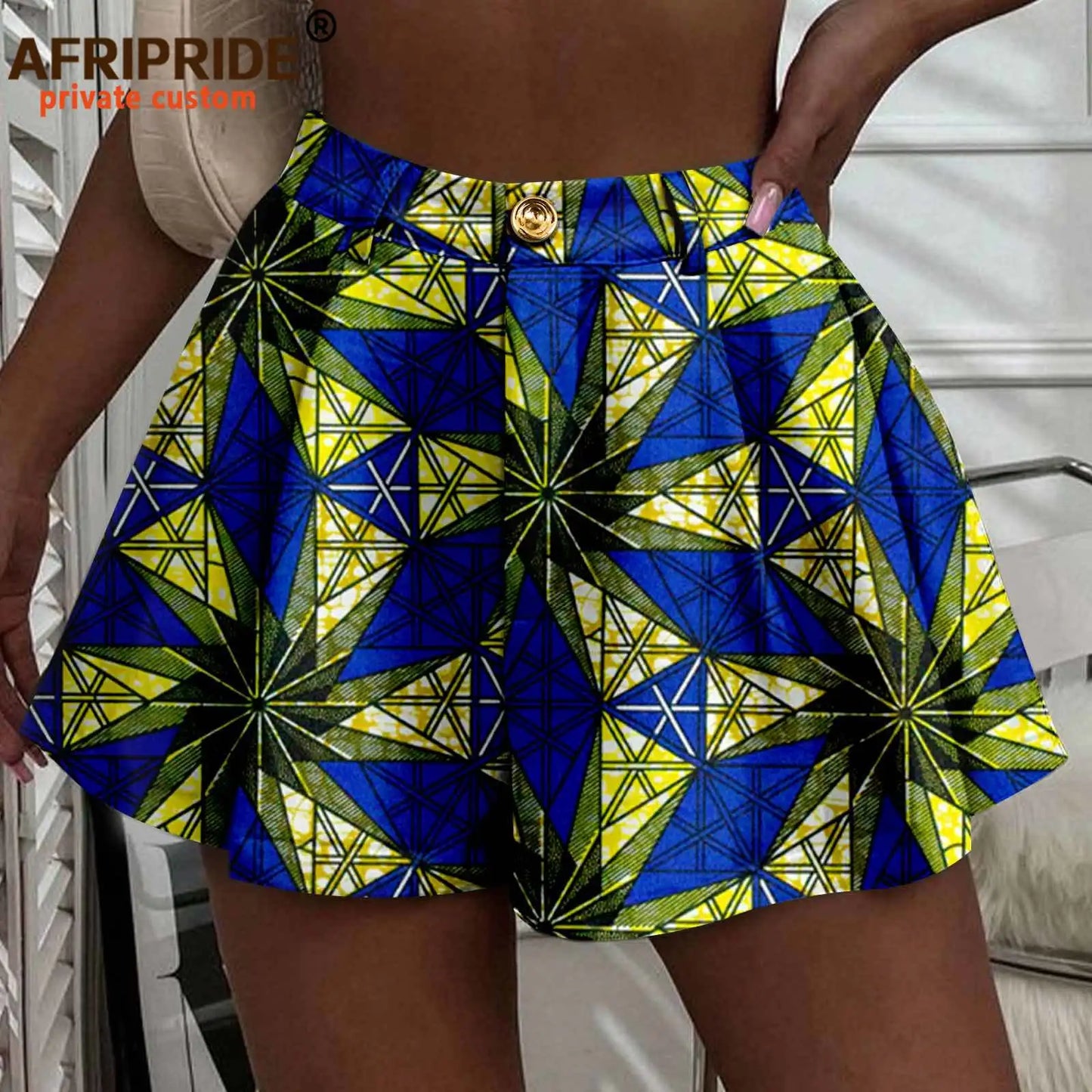 Women's Running Shorts Elastic High Waisted Shorts with Pockets  Short Pants African Ankara Print