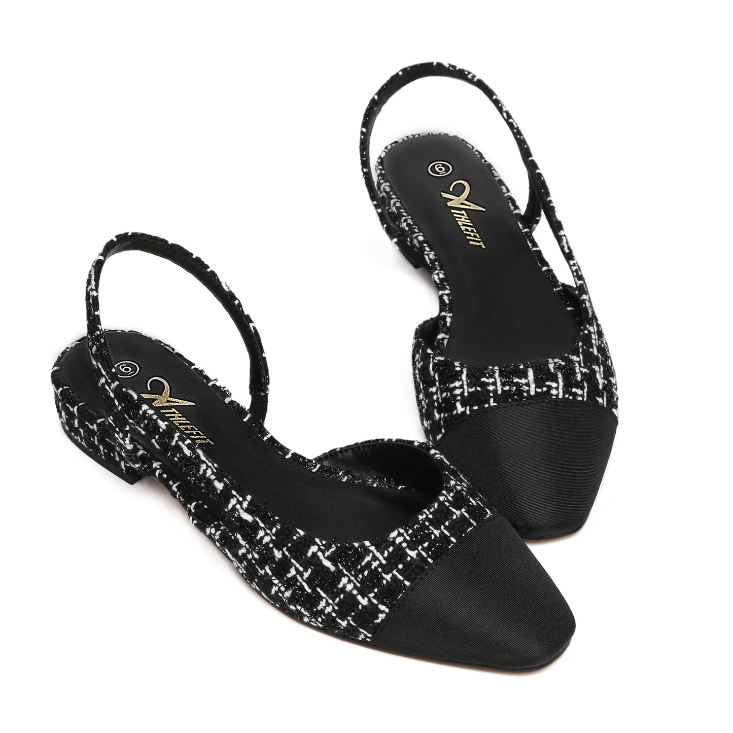 Slingback Flats for Women Square Pointed Toe Two Toned Flats Wedding