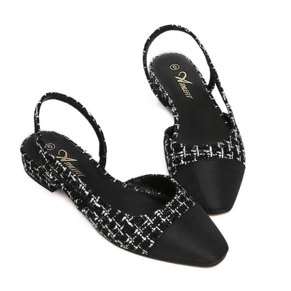 Slingback Flats for Women Square Pointed Toe Two Toned Flats Wedding