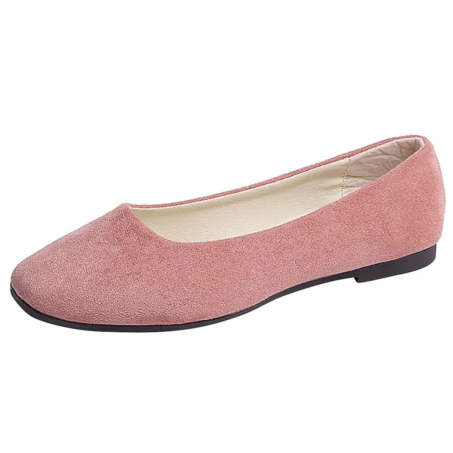 Women Suede Square Flat Heel Shallow Female Shoes Spring Summer  Basic Concise Women Shoes