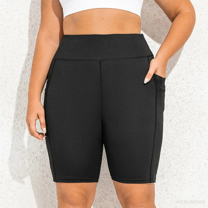 Plus Size Biker Shorts with Pockets