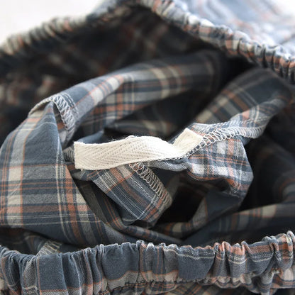 Spring and Autumn Men's Sleeper Pants 100% Cotton Checkered Pants Elastic Waist Home Pants Sleepwear