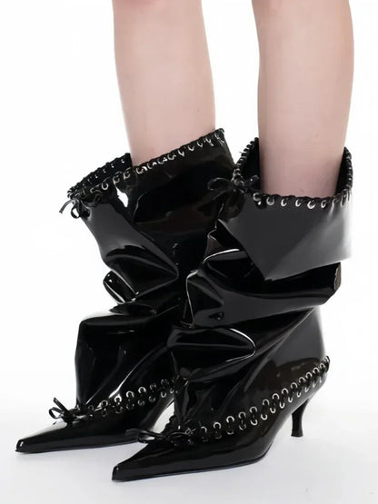 Pointed Strap Design Large Barrel High Heel Fashion Western Cowboy Women's Short Boots