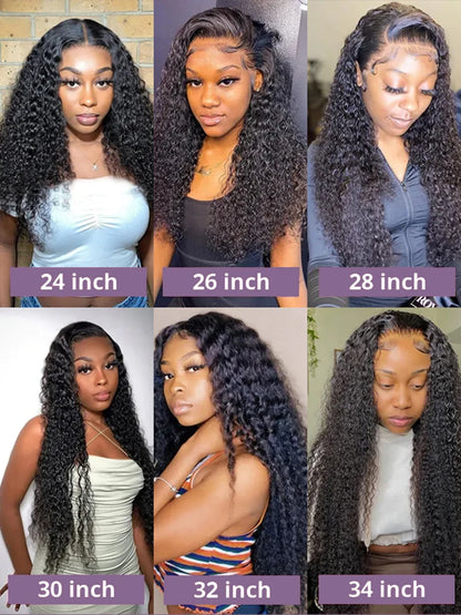 Wear And Go Deep Wave Glueless Preplucked Human Hair Lace Frontal Wig Water Wave For Women Pre Cut