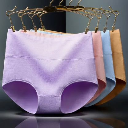Women High Waist Underwear Cotton Panties Body Slim Plus Size