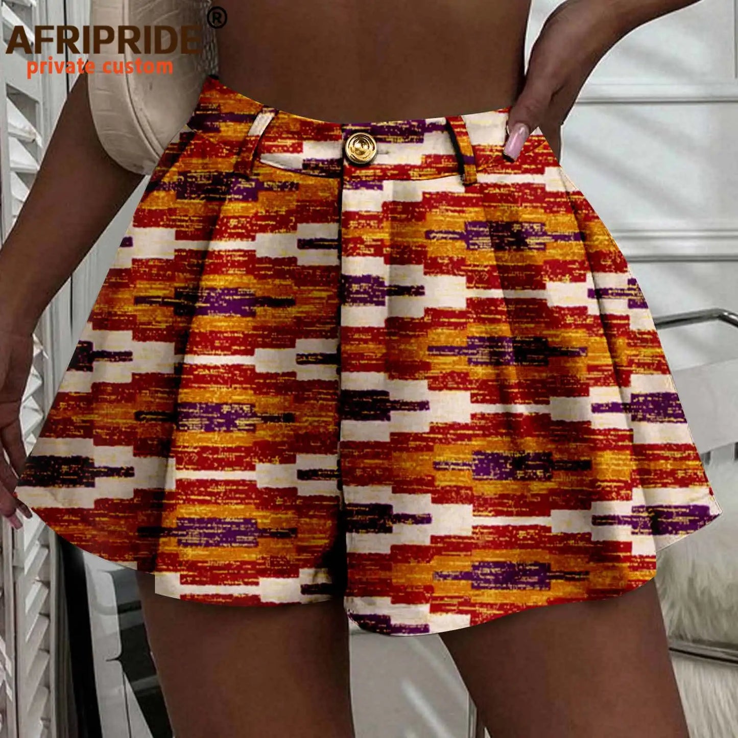 Women's Running Shorts Elastic High Waisted Shorts with Pockets  Short Pants African Ankara Print