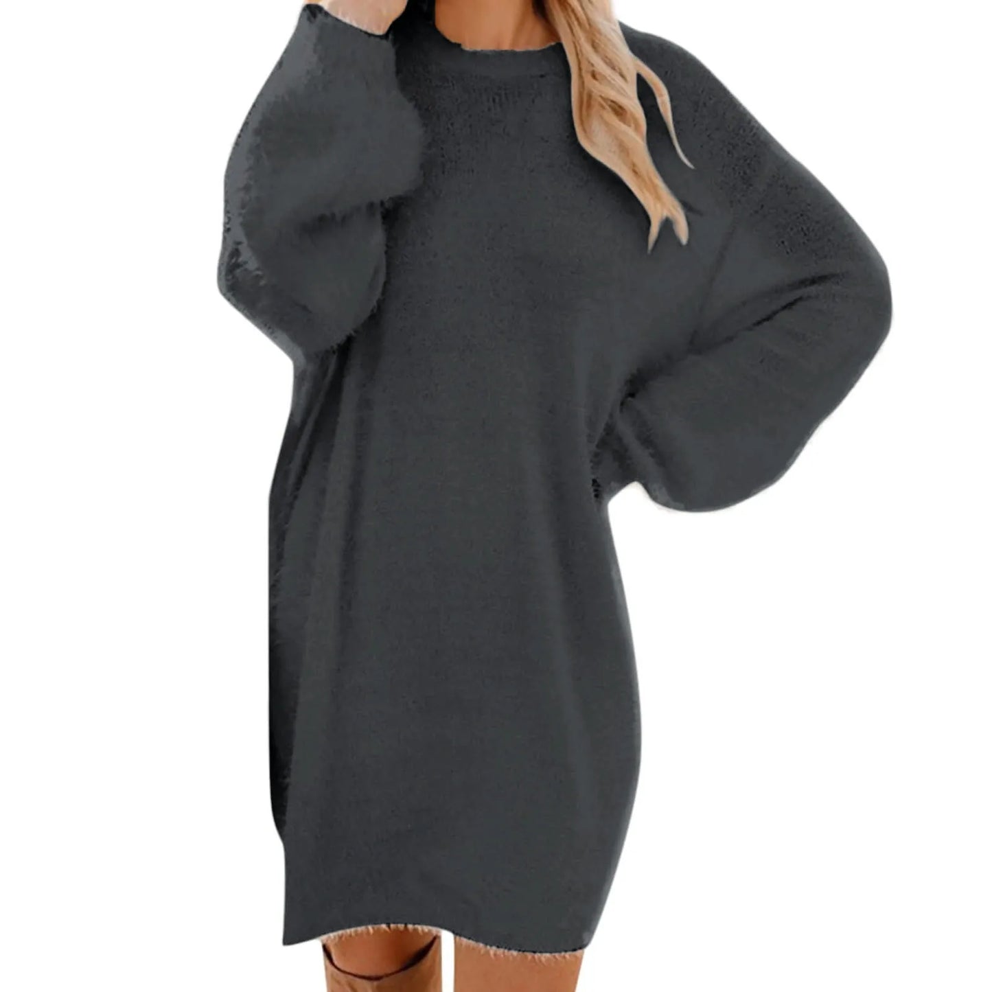 Winter Sweater Knit Crewneck Warm Long Sleeve Casual Sweatshirts Dress