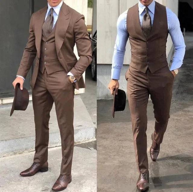 Burgundy Classic Men Suits 3 Pieces Suits Set