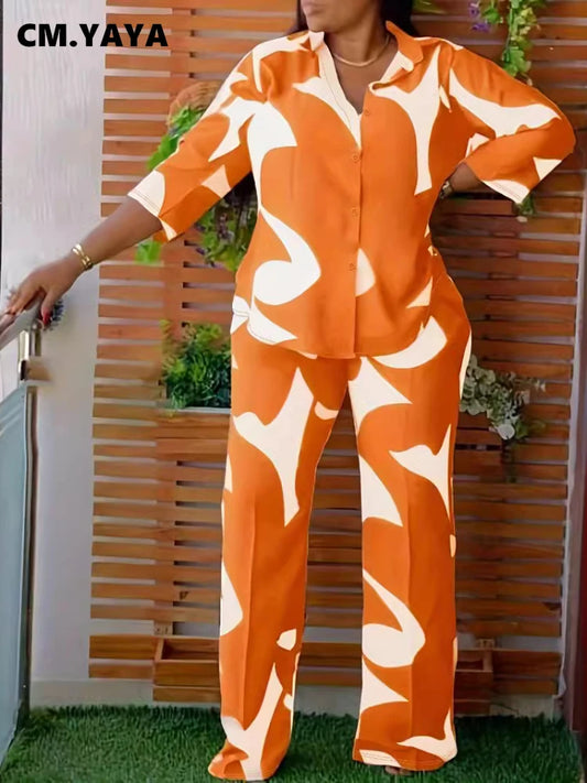 Women Plus Size Loose Half Sleeve Set Button Shirt