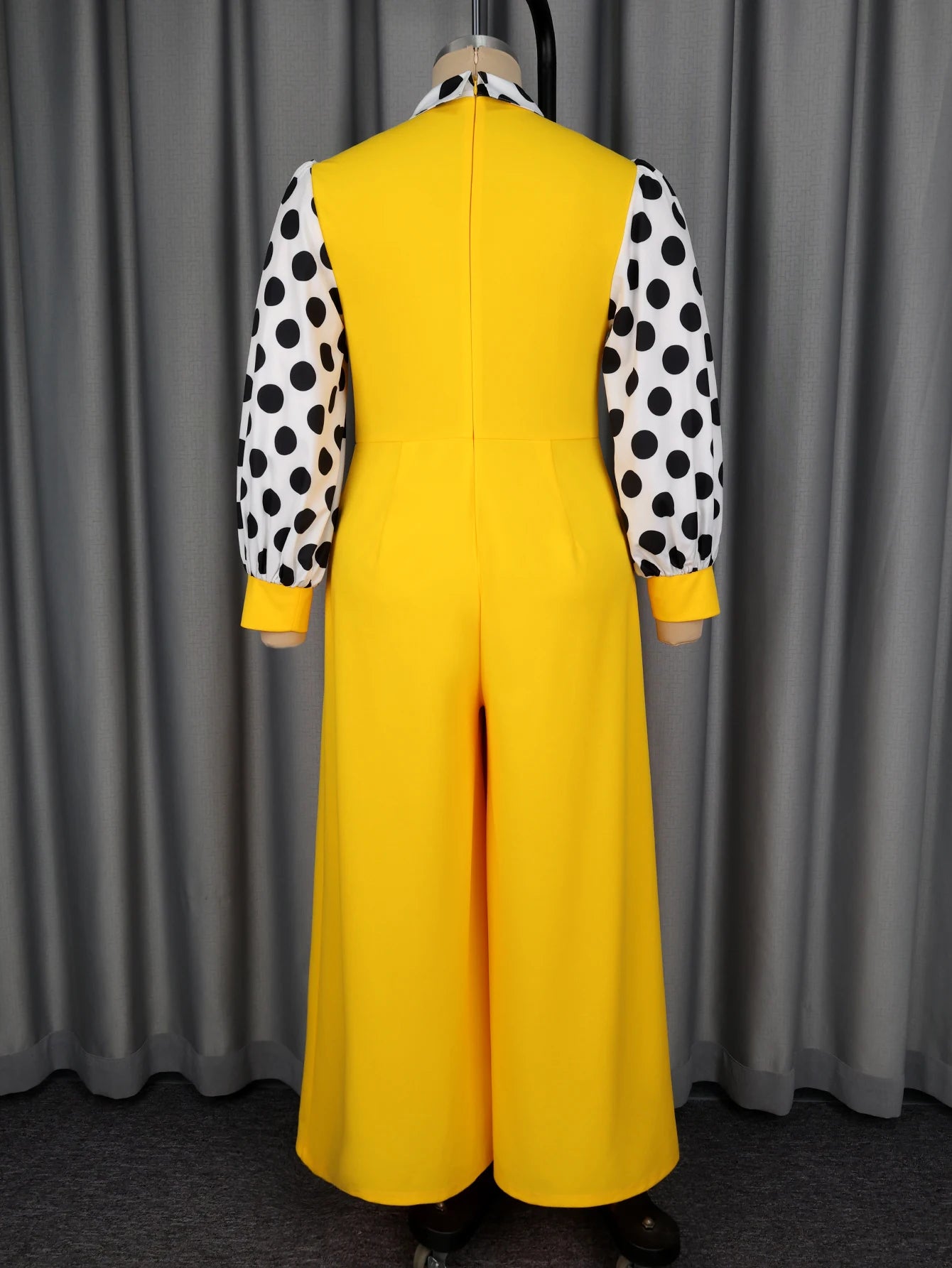 Stylish Polka Dot Long Sleeve Jumpsuit 
 Wide Leg Plus Size Rompers  Elegant Spring Summer Office Party Outfits
