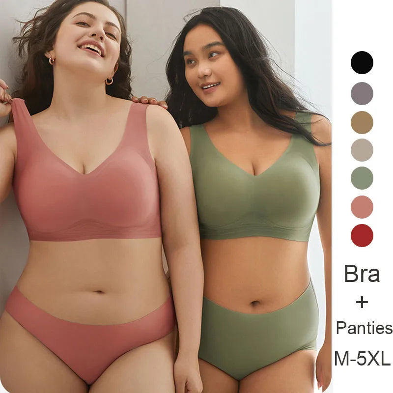 Plus Size Women Bra Sets Panties