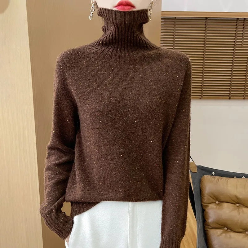 Autumn And Winter Merino Wool Pullover Sweater Solid Color Long Sleeve Basic Thermal Top 100% Pure Wool Sweater