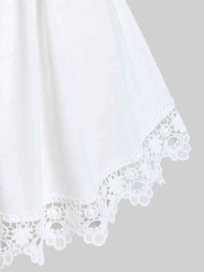 Women's Plus Size Flower Lace T-Shirt Curve Top
