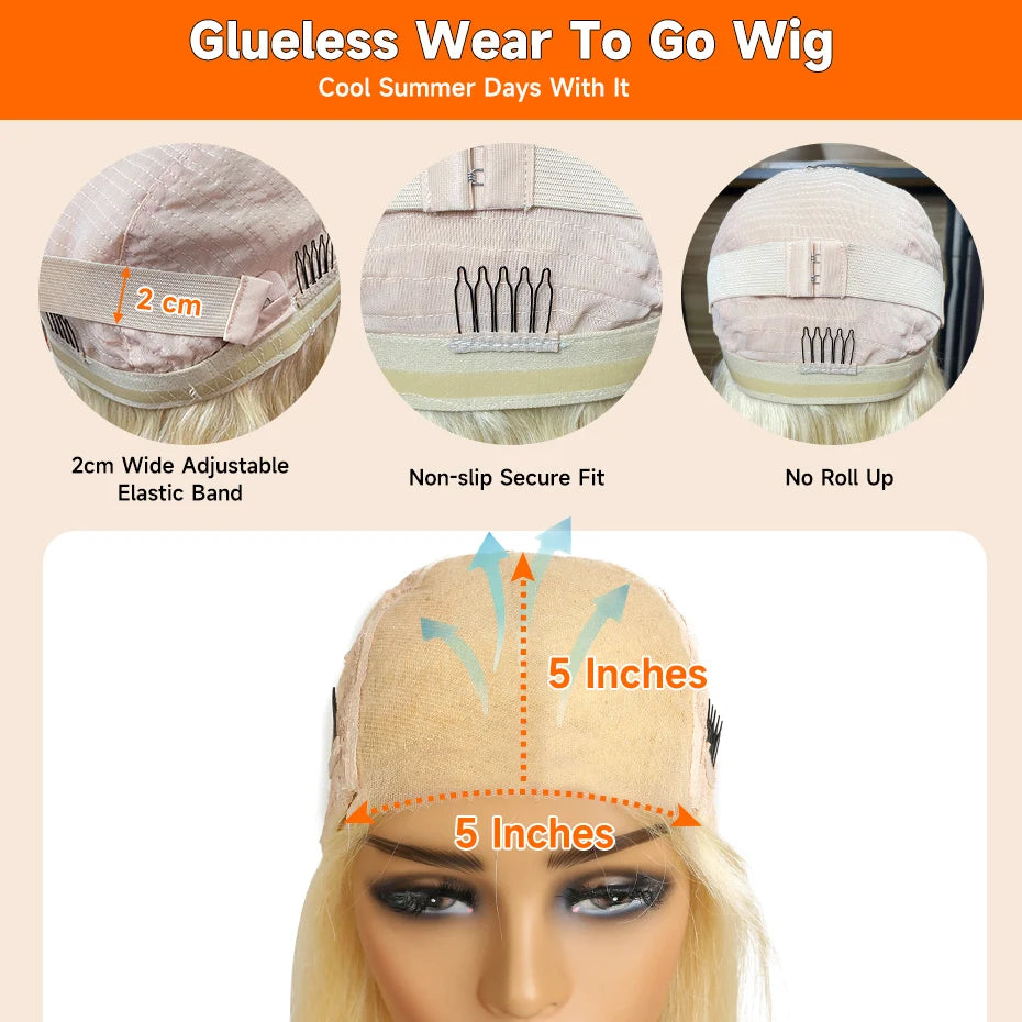 5x5 Body Wave Lace Closure Wigs Brazilian Pre Plucked 613 Colored Transparent Lace Human Hair Wigs For Women