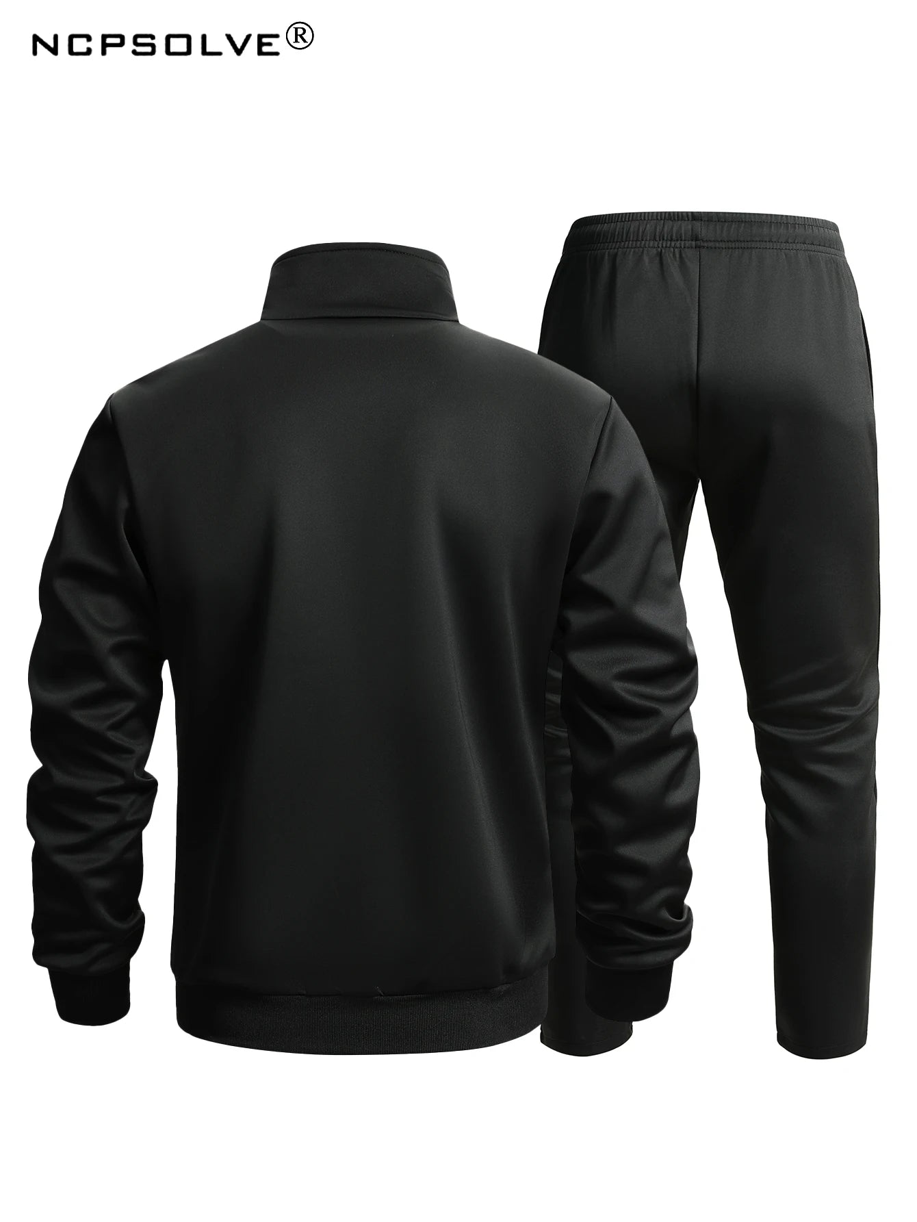 2pcs Sports Suit, Men's Classic Design Stand Collar Zip Up Jacket
