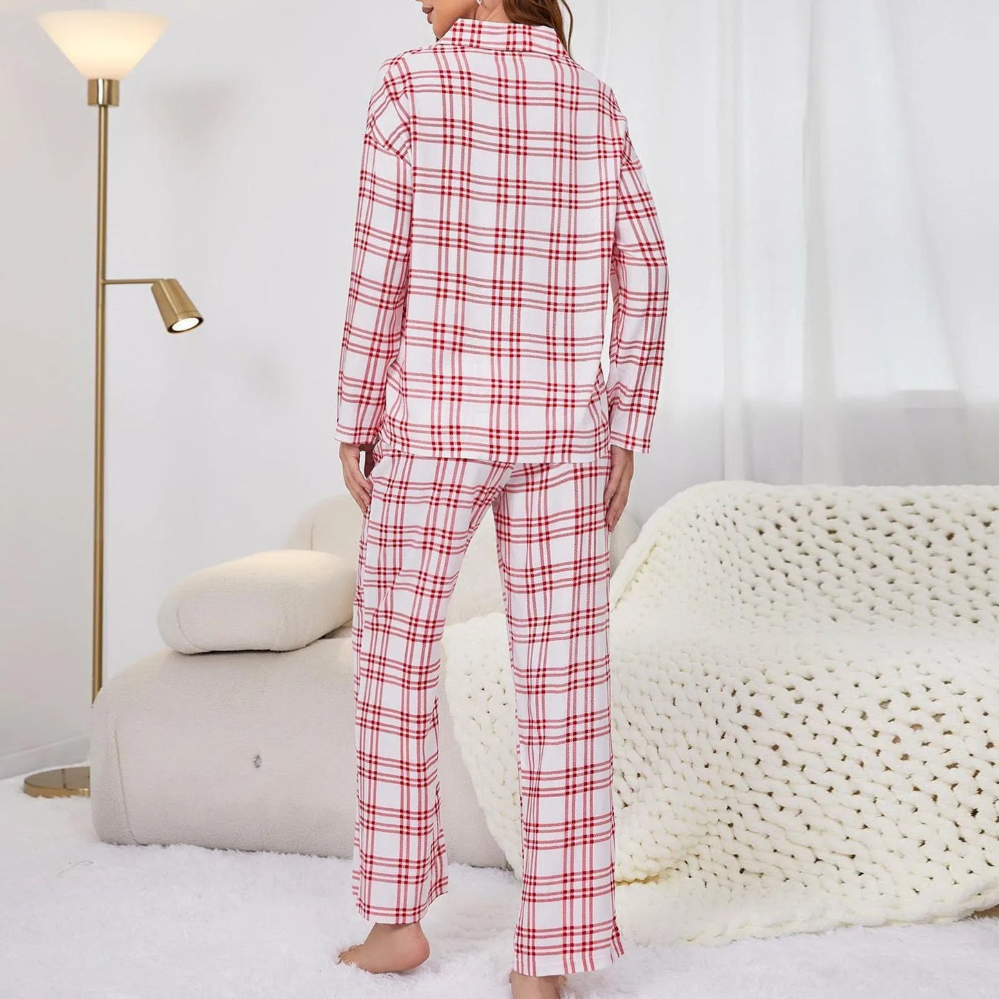 Fashion Plaid Print  Women Sleepwear