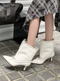 Pointed Strap Design Large Barrel High Heel Fashion Western Cowboy Women's Short Boots