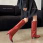 Real Sheepskin Women Knee High Boots Lady Autumn Winter Turned Over Edge Boots