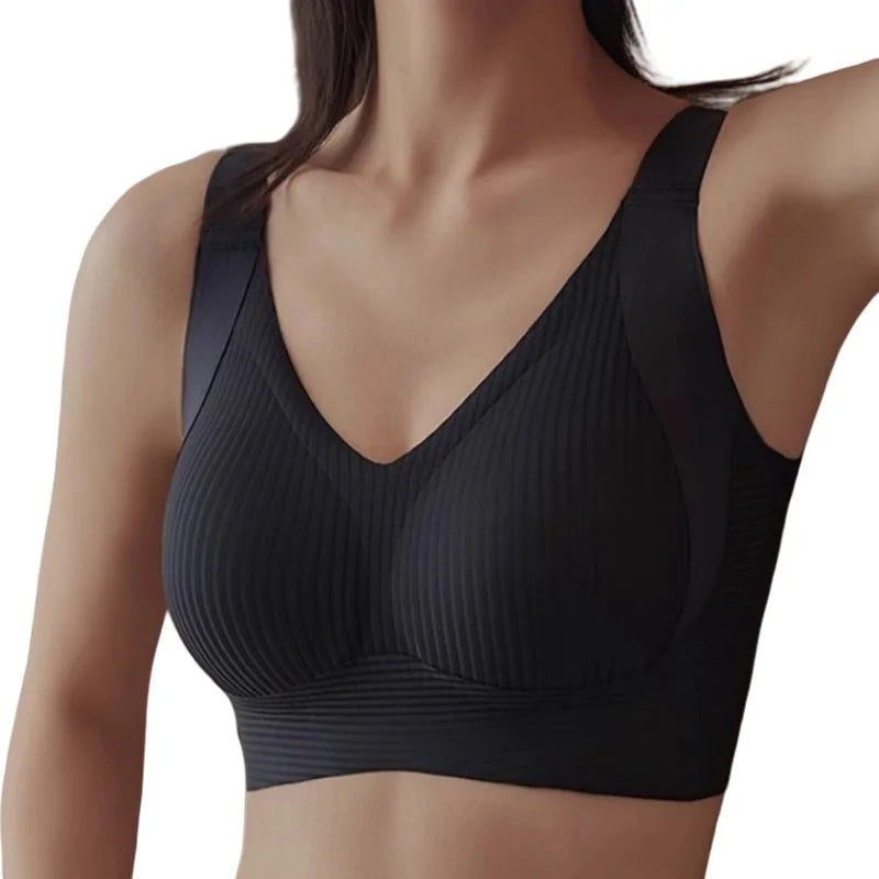 Push-Up Bras For Women Non-wire Under Bra Seamless  Plus Size V-neck Bra Top Lingerie Wide Straps Intimates M-4XL