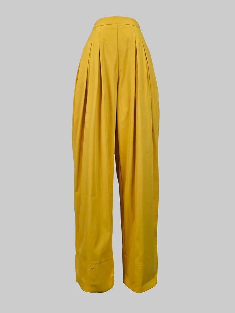 Elegant Women's Sets Yellow Two Piece Set