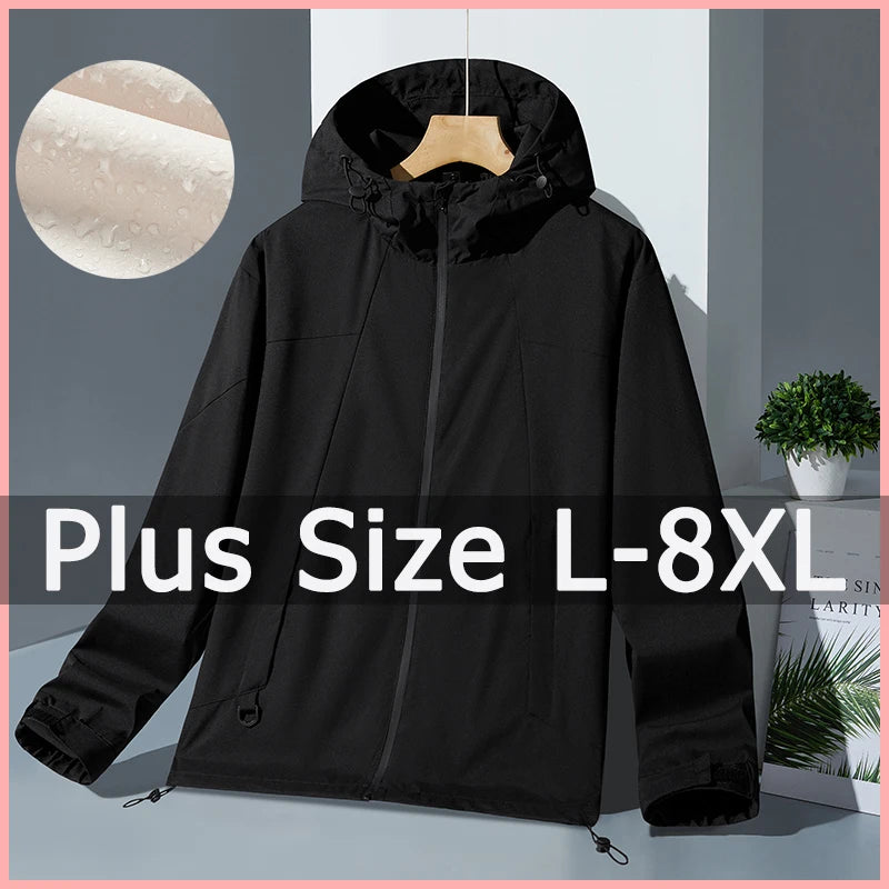 Women Plus Size Coat 5XL 6XL 7XL 8XL Waterproof Jacket Outdoor Windbreaker