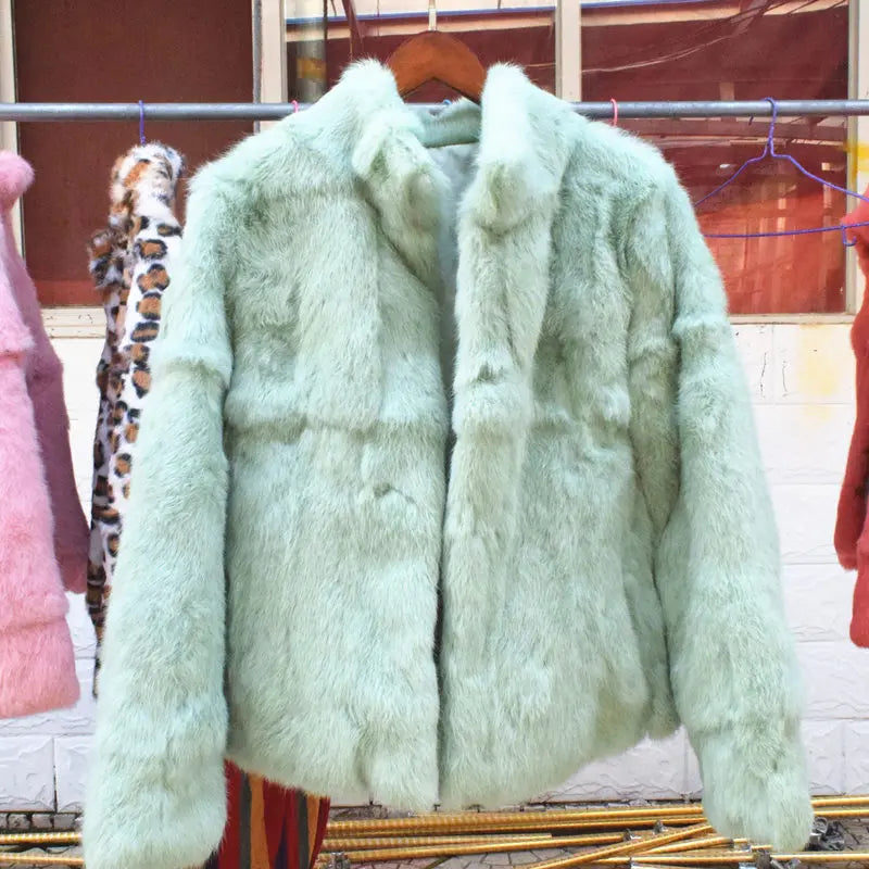 Natural Rabbit Fur Coat Women Winter Jacket Real Leather And Fur