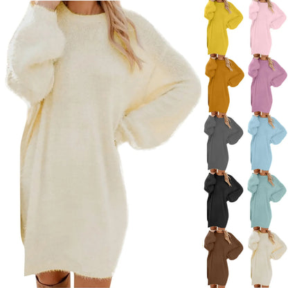 Winter Sweater Knit Crewneck Warm Long Sleeve Casual Sweatshirts Dress