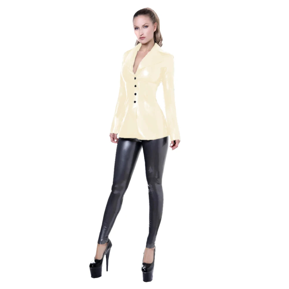Shiny  Suit Jacket for Women, Long Sleeve, Turn Down Collar,  Sexy High Waisted Top, Clubwear