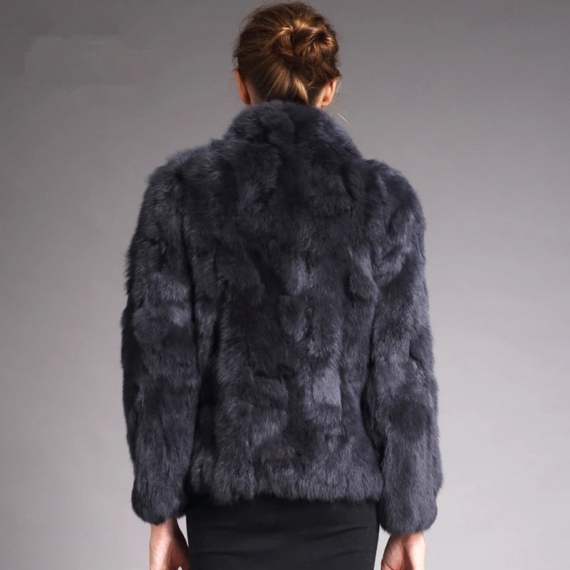 Natural Rabbit Fur Coat Women Winter Jacket Real Leather And Fur
