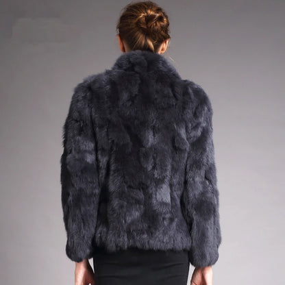 Natural Rabbit Fur Coat Women Winter Jacket Real Leather And Fur