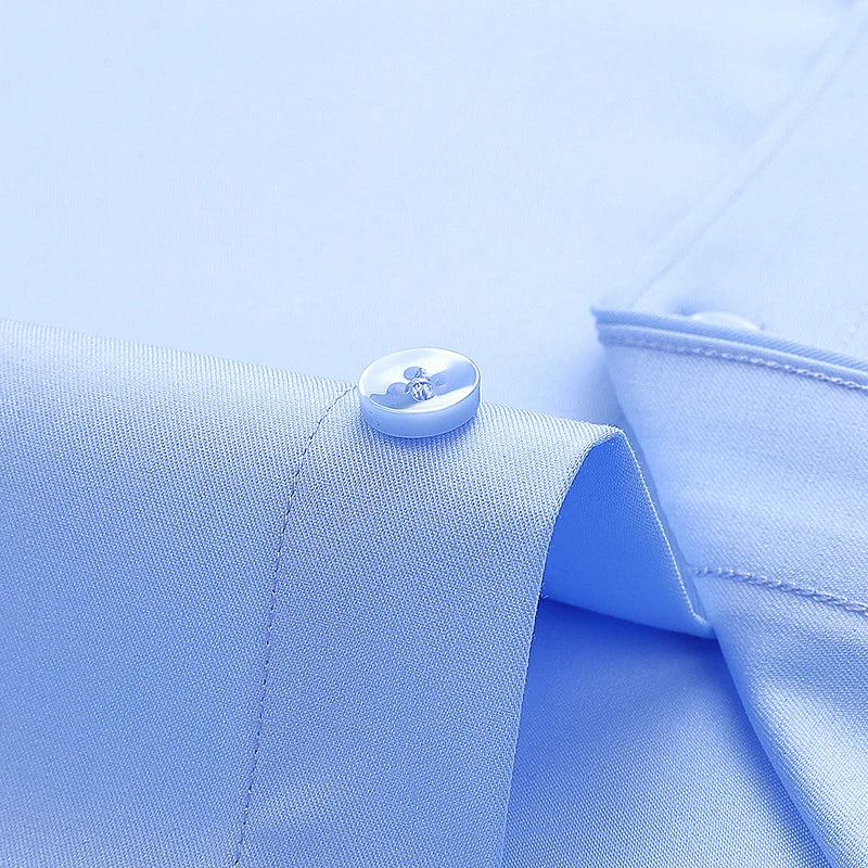 Men Shirt Long Sleeve Casual Big Size Shirts for Men Office Blue White Shirts