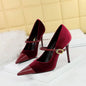 Stylish Party Pumps Embellishments T-strap Buckle Shoes