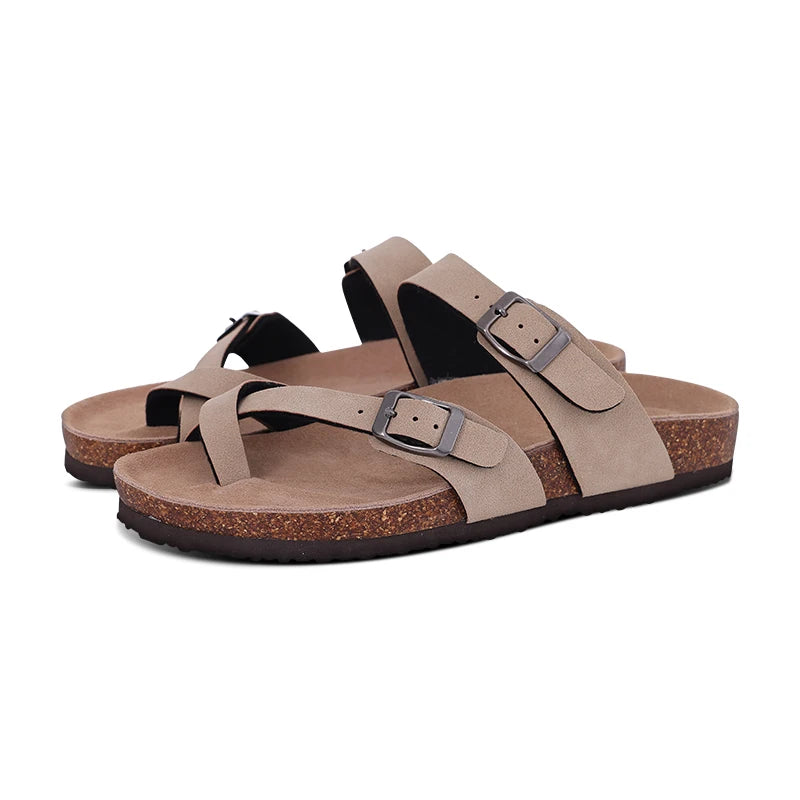 Women's Suede Mules Slippers Men Clogs Cork Insole Sandals With Arch Support