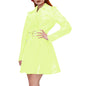 Women's Shiny PVC Leather Belted Trench Coat, Turn-down Collar Coats, Large Size, Latex Look Jackets