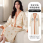 Spring and Autumn Women Nightdress With Chest Pad Femme Cotton Nightwear