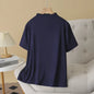 Temperament Half High Neck Solid Color Short Sleeve Tees Plus Size Women's Base T-shirt