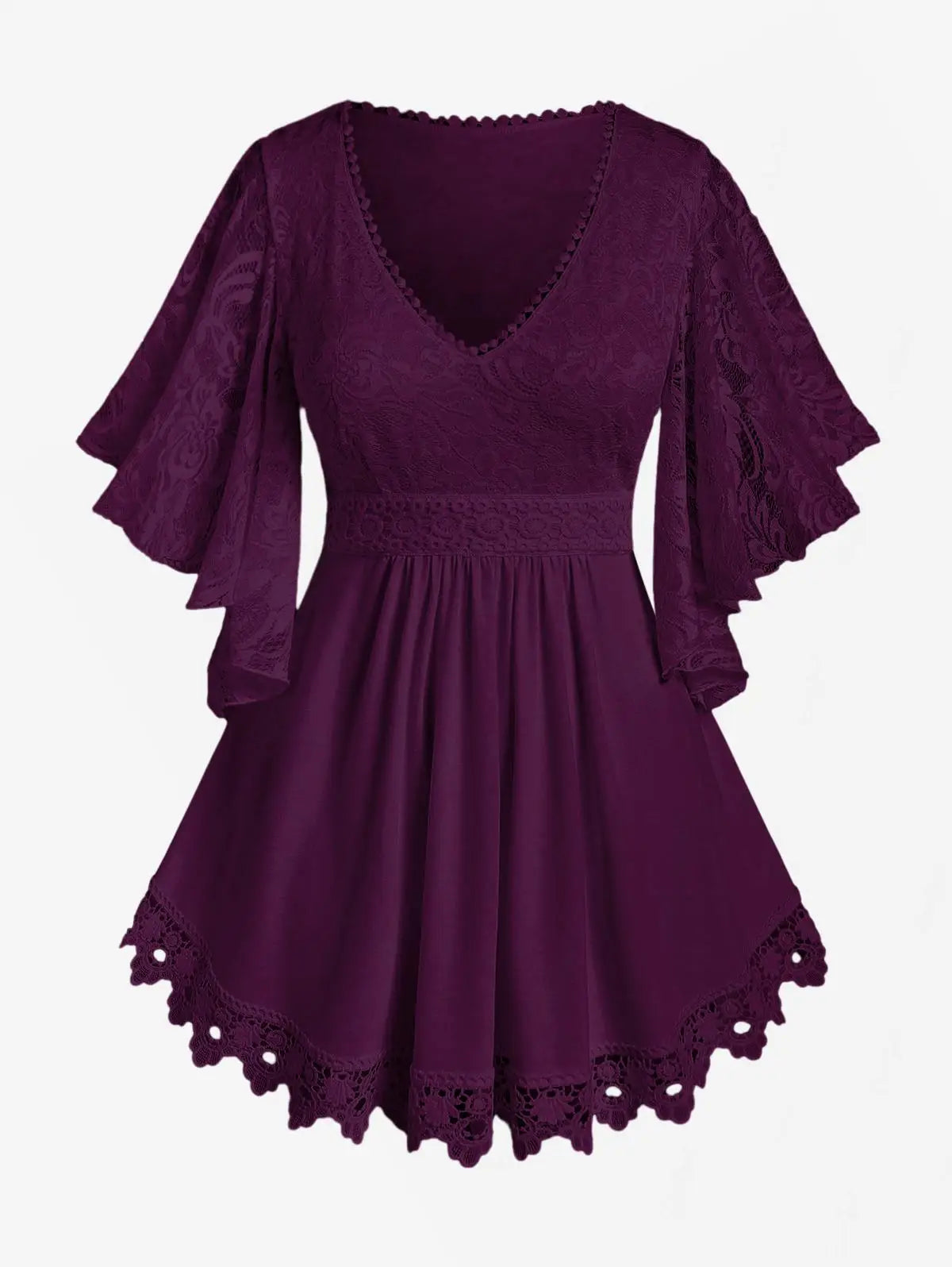 Women's Plus Size Flower Lace T-Shirt Curve Top