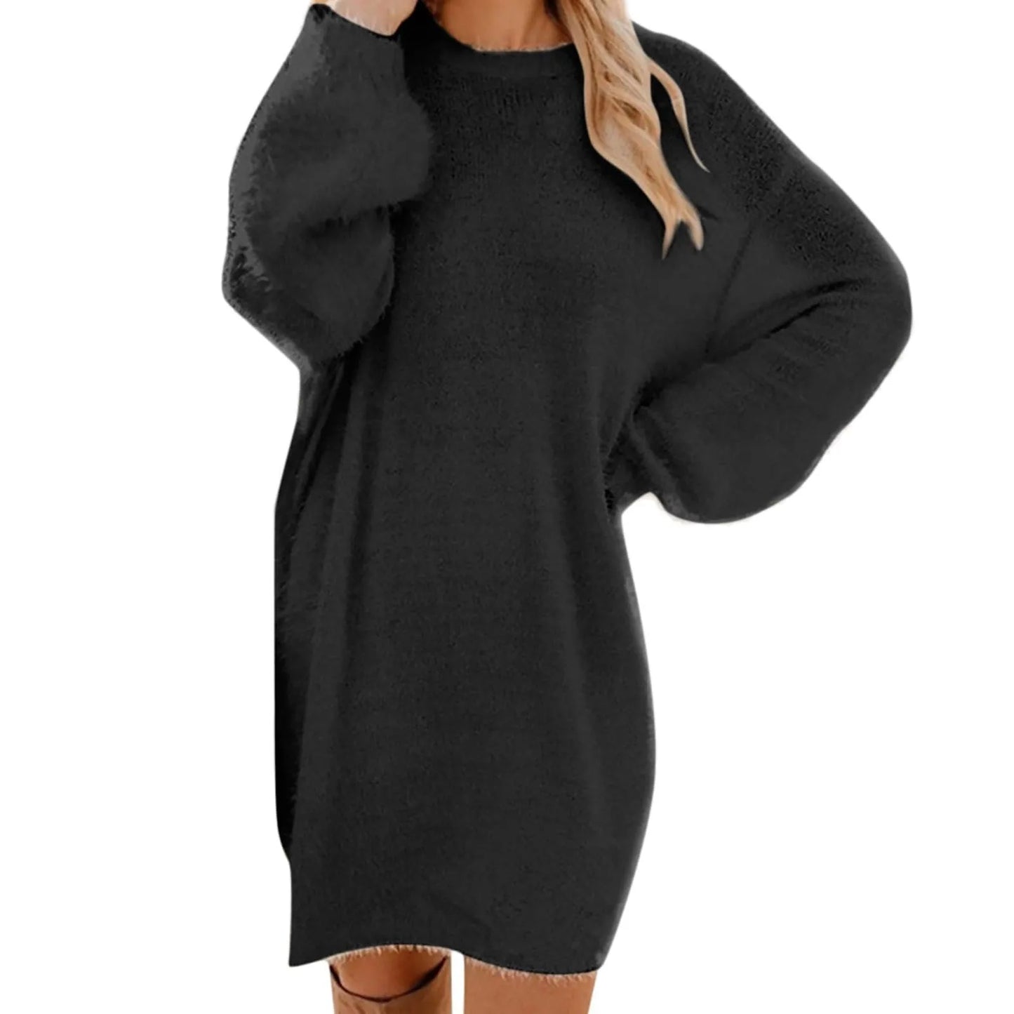 Winter Sweater Knit Crewneck Warm Long Sleeve Casual Sweatshirts Dress