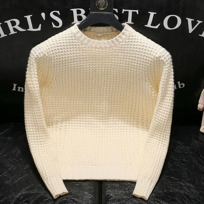 Men's Round Neck Solid Color Simplicity Sweaters Autumn Winter Male Clothes Casual All-match Long Sleeve Knitted Pullovers