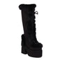 Fur Super Chunky High Heel Platform Mid-Calf Boots For Women