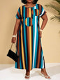 Plus Size Womens Colorful Abstract Print Midi Dress