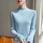 Autumn And Winter  Draw Strip Half Turtleneck Sweater Long Sleeve
