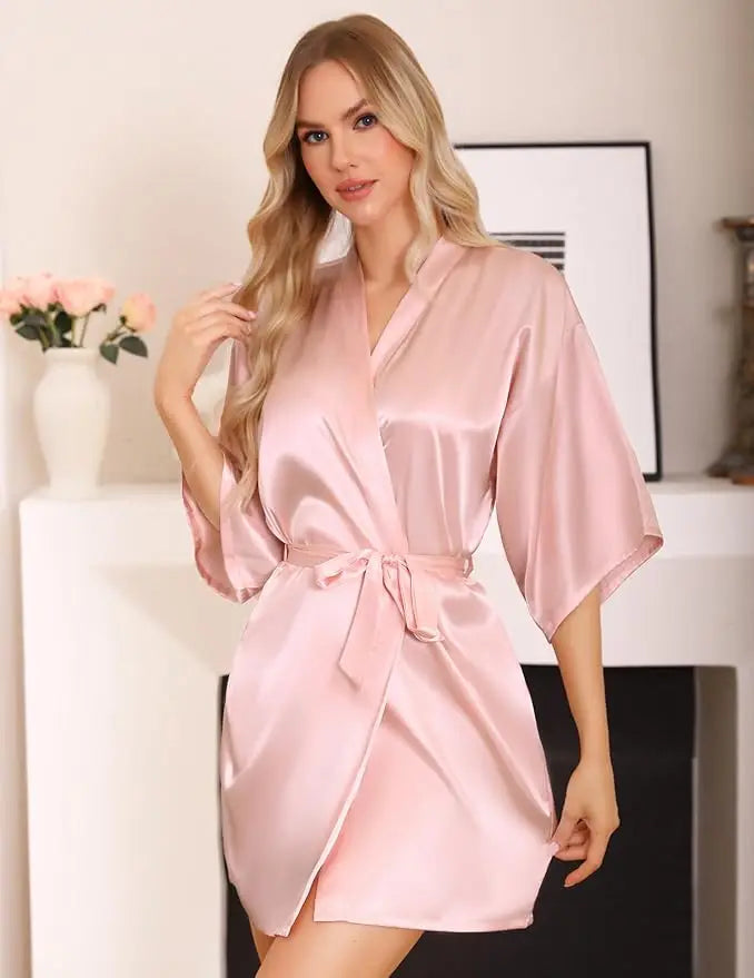 Nightgown Soft Bathrobe Short Women's Lounge Bride Bridesmaid Morning Gown  Wedding Party