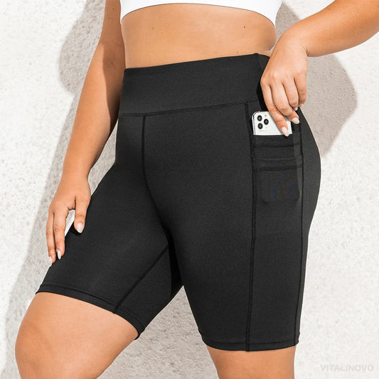 Plus Size Biker Shorts with Pockets