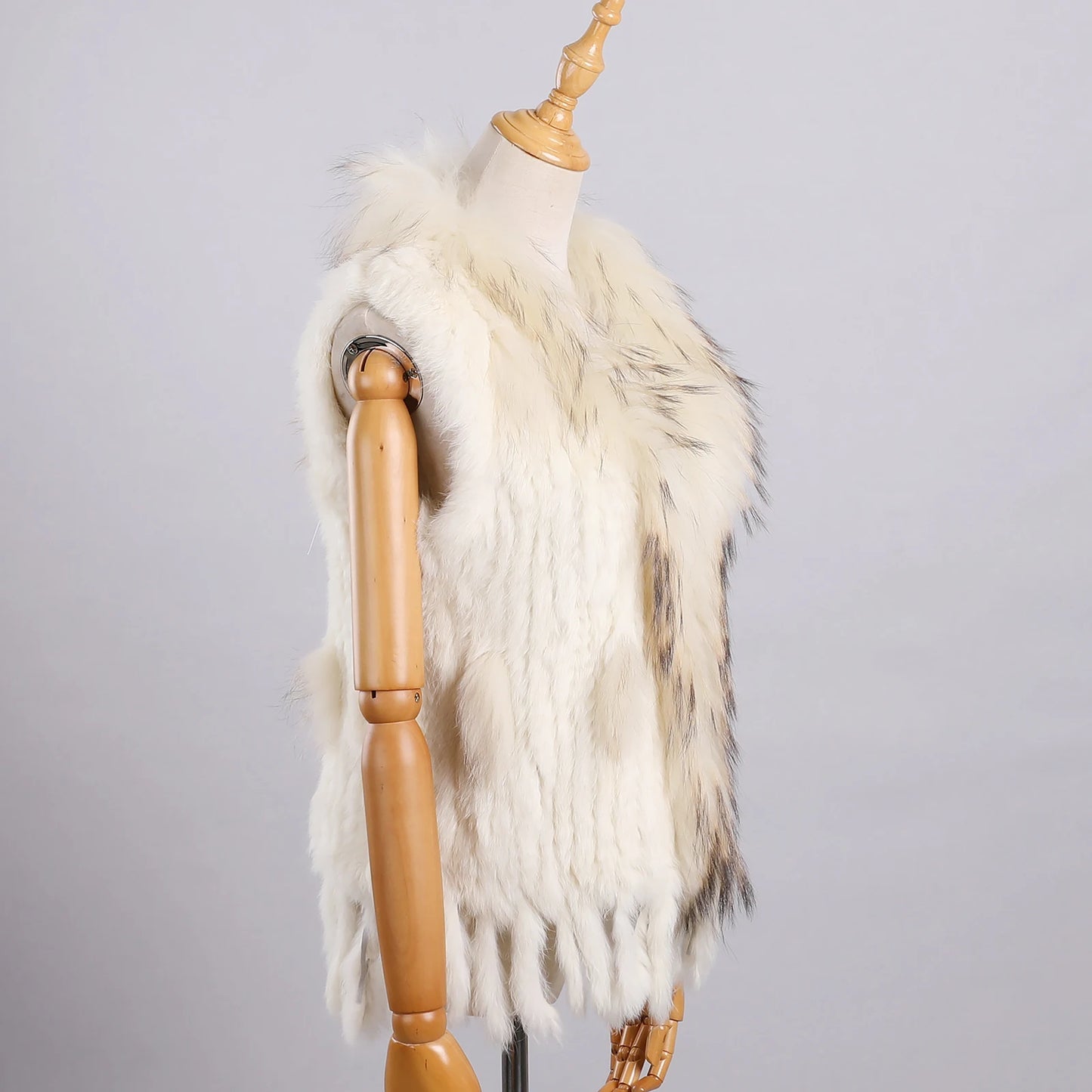 Luxury Women's Genuine Premium Long Hair Rabbit Fur Knit Vest